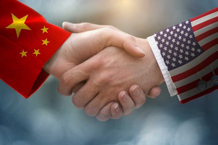 China and the United States of America Handshake