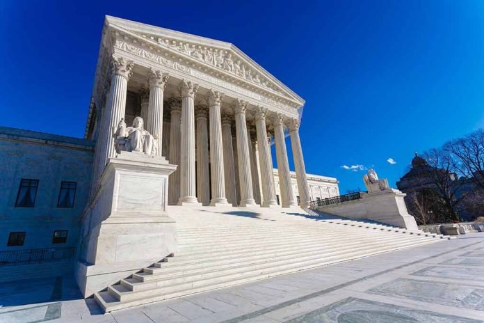 Supreme Court building with columns and detailed pediment.