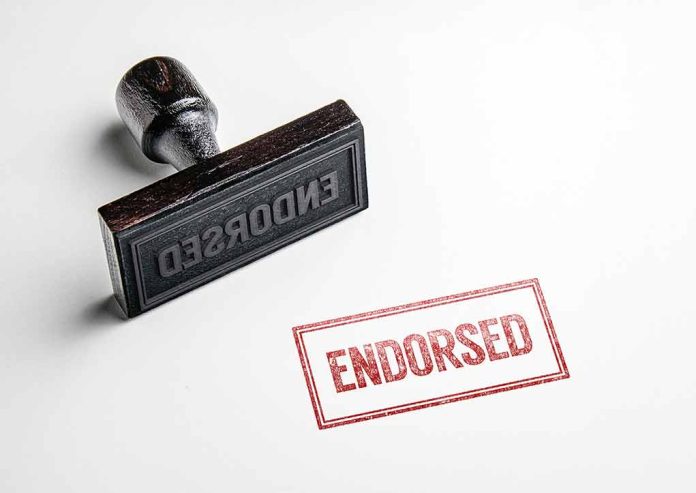 endorsement stamp on white background