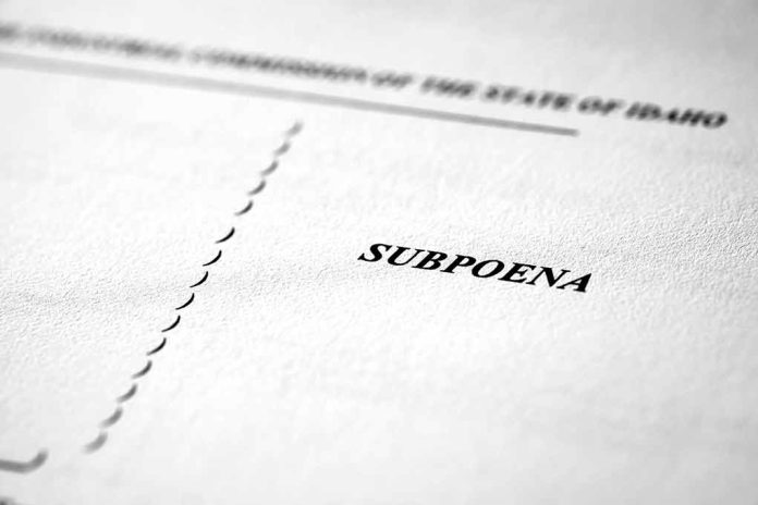 Document with the word "Subpoena" in bold.