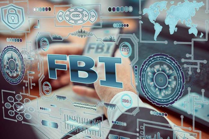 FBI surrounded by digital security and technology graphics