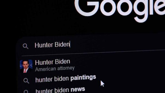 Google search results for Hunter Biden selections listings