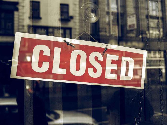 Closed sign in store window