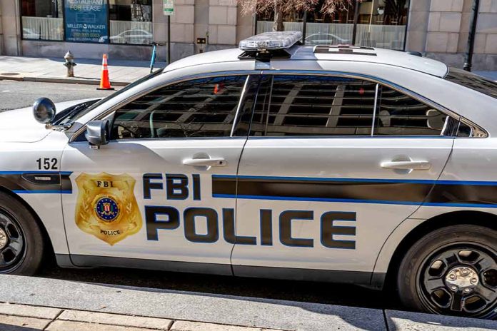 FBI police car parked on city street