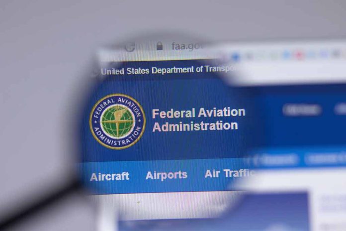 Federal Aviation Administration website viewed through magnifying glass