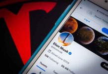 Phone screen showing Twitter profile with spacescapes