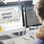 Security breach alert displayed on computer monitor