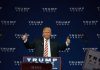 Man giving thumbs up at Trump Pence rally