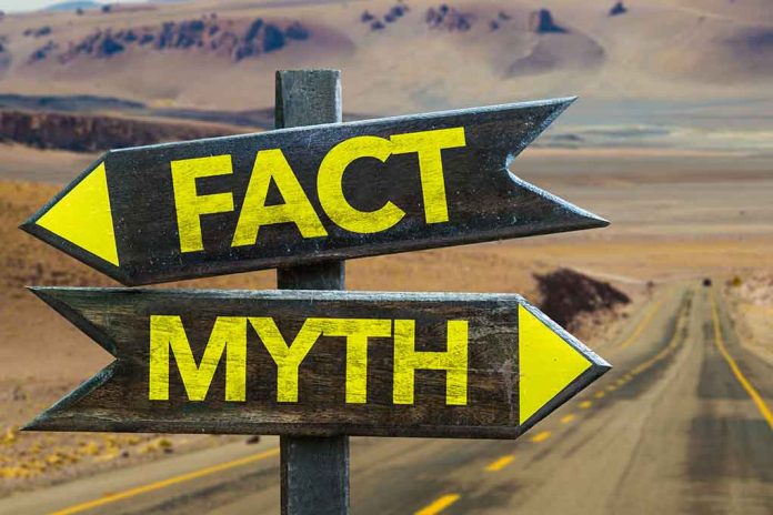 346512248 featured image Directional signs labeled Fact and Myth in desert
