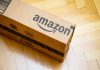 Amazon package on wooden floor