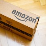 Amazon package on wooden floor