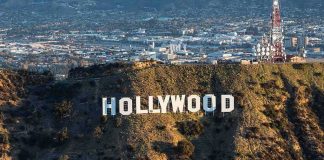 The Hollywood sign on a hillside