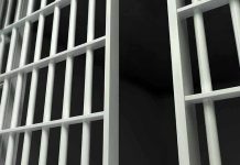 Close-up of prison cell bars