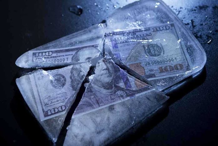 331569191 featured image Hundred-dollar bills frozen in cracked ice block