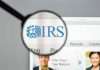 Magnifying glass over IRS website