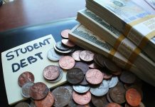 Debt Bombshell—Trump Wipes Out Millions’ Loans Note with student debt, coins, and banknotes.