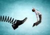 Industry Giants CRUMBLE — Paramount’s 2,000 Job Axe Man gets kicked by oversized shoe on spring.