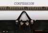 Terrorist CONFESSES Suicidal Attack Plan Typewriter typing the word confession on paper