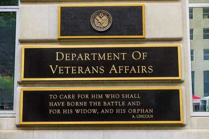 683619817 Department of Veterans Affairs building sign with quote.