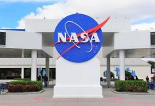 NASA logo displayed prominently at a visitor center