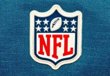 NFL logo patch on a blue background