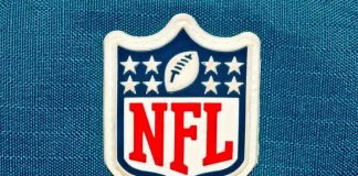 NFL logo patch on a blue background