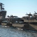 Museum Ships Hold Secrets of Naval Might Aircraft carrier deck with jet planes.
