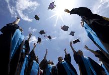 Graduation Canceled Over FAKE Claim—$7.5 Million Verdict Graduating students celebrating by throwing their caps into the air under a bright blue sky