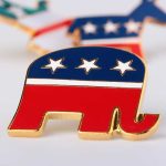 Trump’s SECRET Successor Strategy: Vance vs. Rubio? A red, white, and blue elephant pin representing the Republican Party