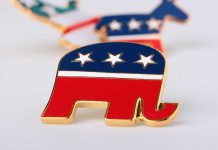 Trump’s SECRET Successor Strategy: Vance vs. Rubio? A red, white, and blue elephant pin representing the Republican Party