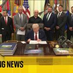Joe Rogan at White House as Donald Trump signs executive