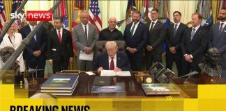 Joe Rogan at White House as Donald Trump signs executive