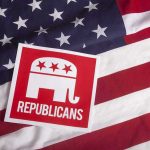 GOP Primaries ROCKED—Trump Wave Sweeps Midwest Republican symbol on American flag background.