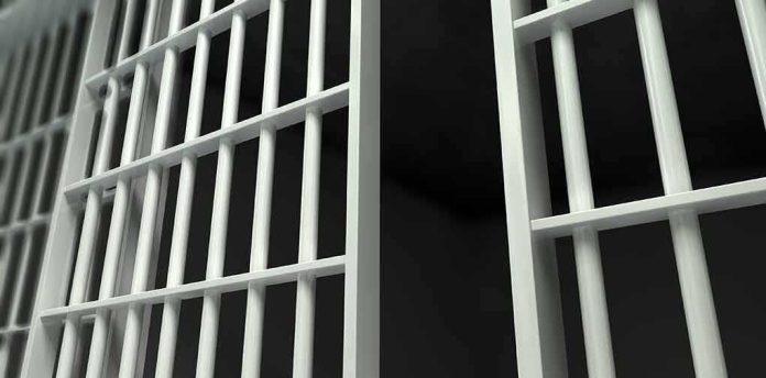 Prison cell bars in close-up