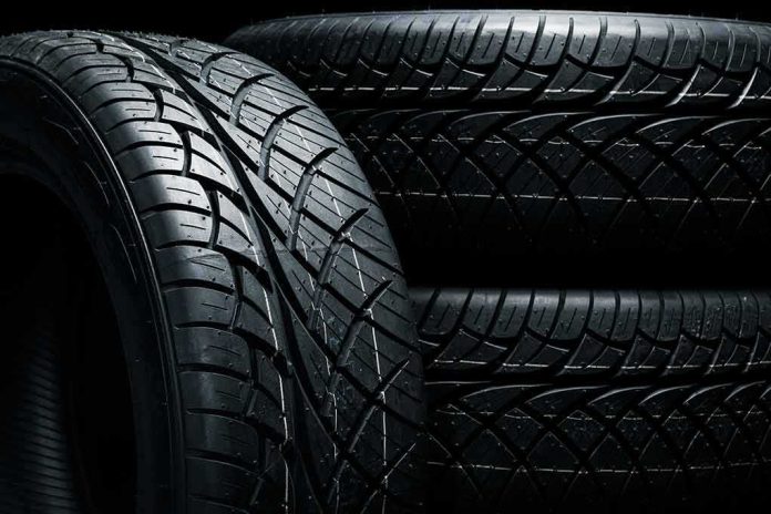 shutterstock_1416260891 Close-up of car tires with detailed tread patterns