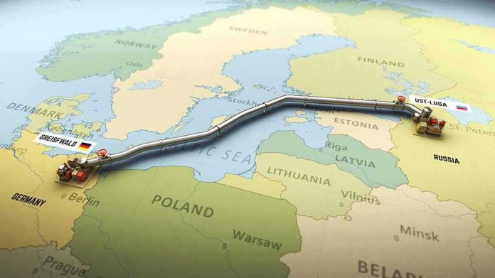 Pipeline route across Baltic Sea on European map