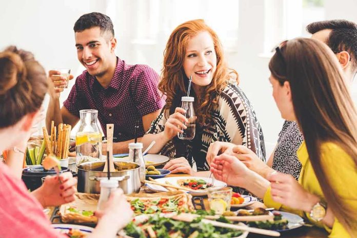 friends gathered at a table sharing a meal
