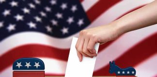 A GOP Kingmaker Is Voting DEMOCRAT — Trump’s Reply Was Brutal Hand casting ballot between Republican elephant and Democratic donkey