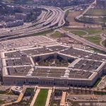 The Pentagon building seen from above with surrounding highways and parking lots