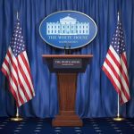 €50M Bounty: Iran Targets Trump! White House press podium with microphones and two American flags