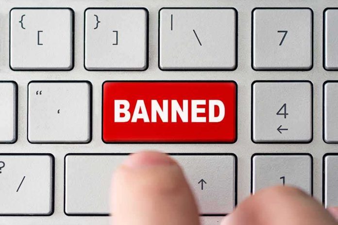 red banned key on computer keyboard