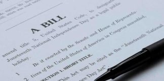 Bill document with black pen on paper