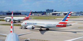 Outburst At 30,000 Feet — DUCT TAPE Comes Out American Airlines jets taxi at a busy airport apron